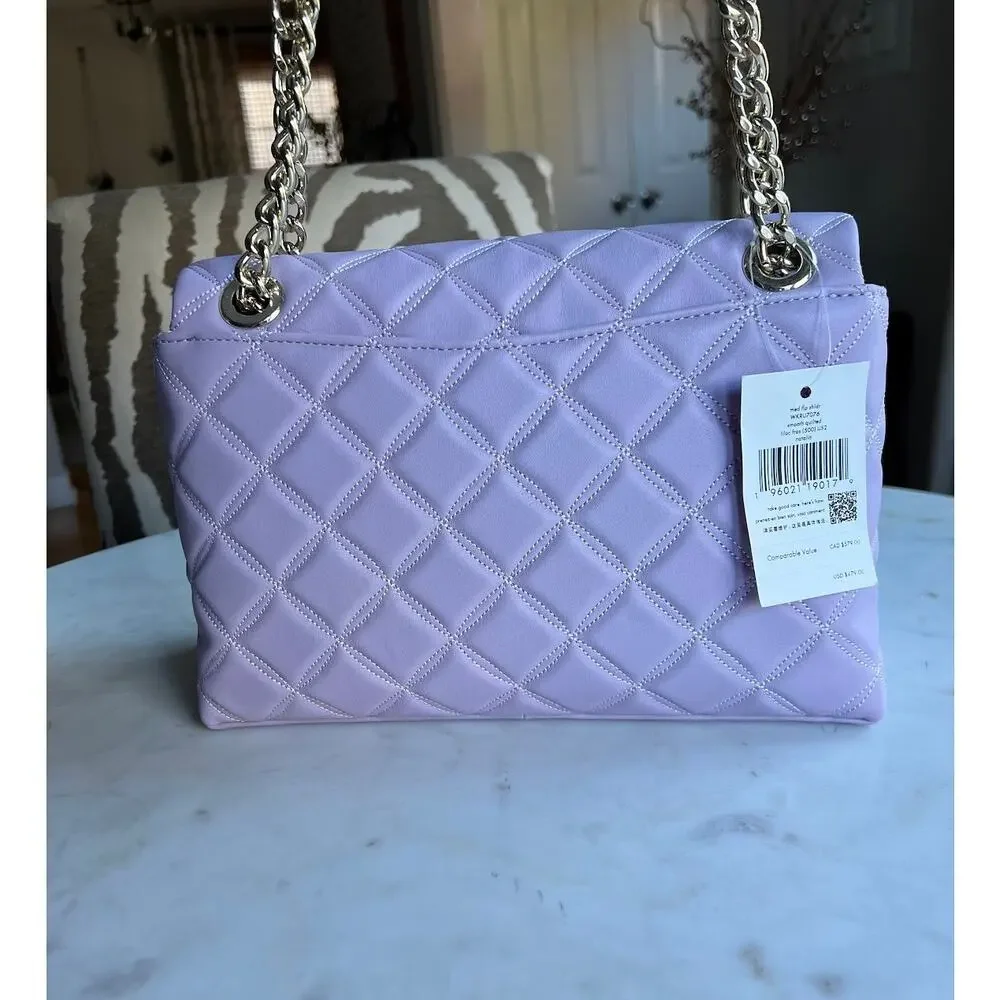 Kate Spade Natalia Square Crossbody Bag Lilac Frost Quilted Purse